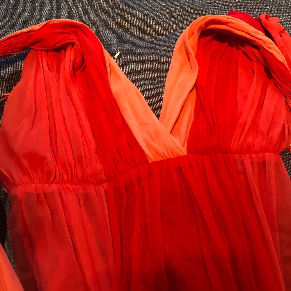 Red chiffon maxi dress